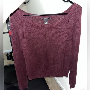 FOREVER 21 Maroon Cropped Knit Scoop Neck Sweater Women’s Size Small
